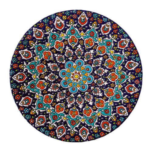 Decorative Pottery Plate with Persian Minakari Enamel Elegance Handcrafted