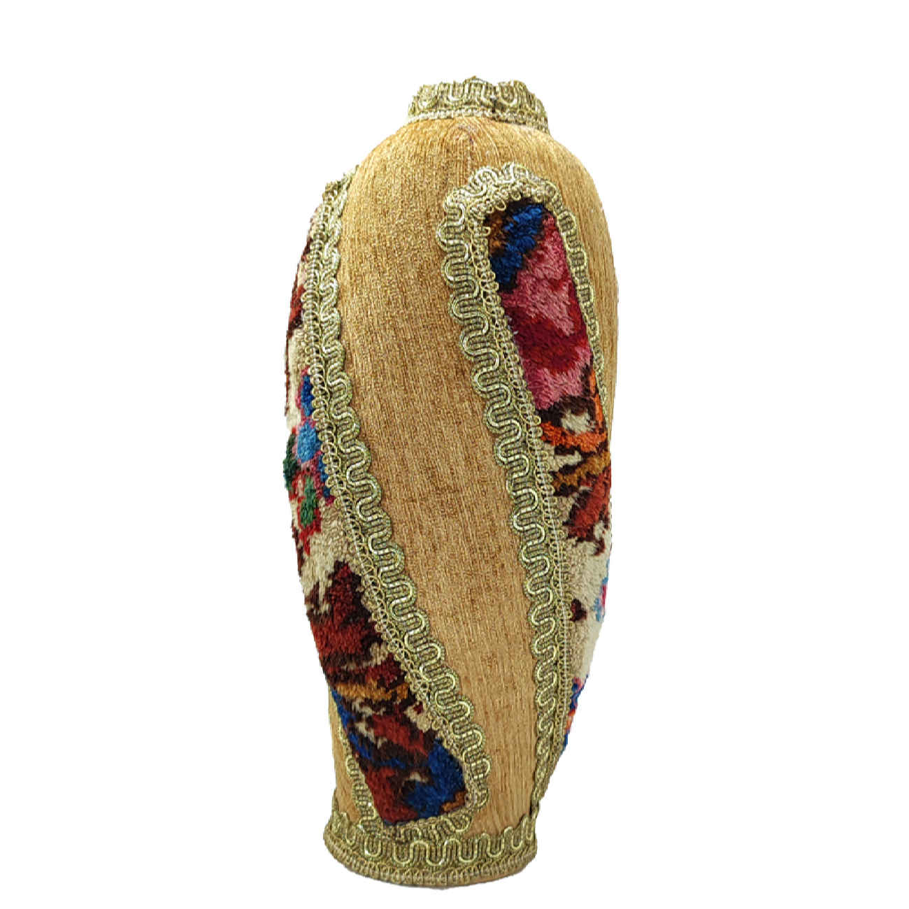 Decorative Pottery Bud Vase Handcrafted with Persian Jajim & Kilim Design