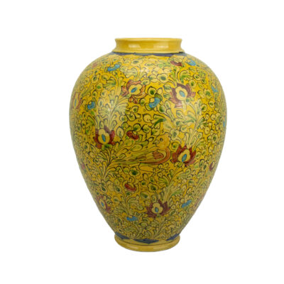 Handcrafted Decorative Persian Pottery Vase Hand-Painted with Gol o Morgh Design