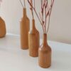 Handcrafted Decorative Single Stem Vase Made from Natural Solid Wood - Set of 3