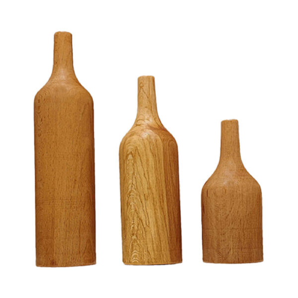 Handcrafted Decorative Single Stem Vase Made from Natural Solid Wood - Set of 3