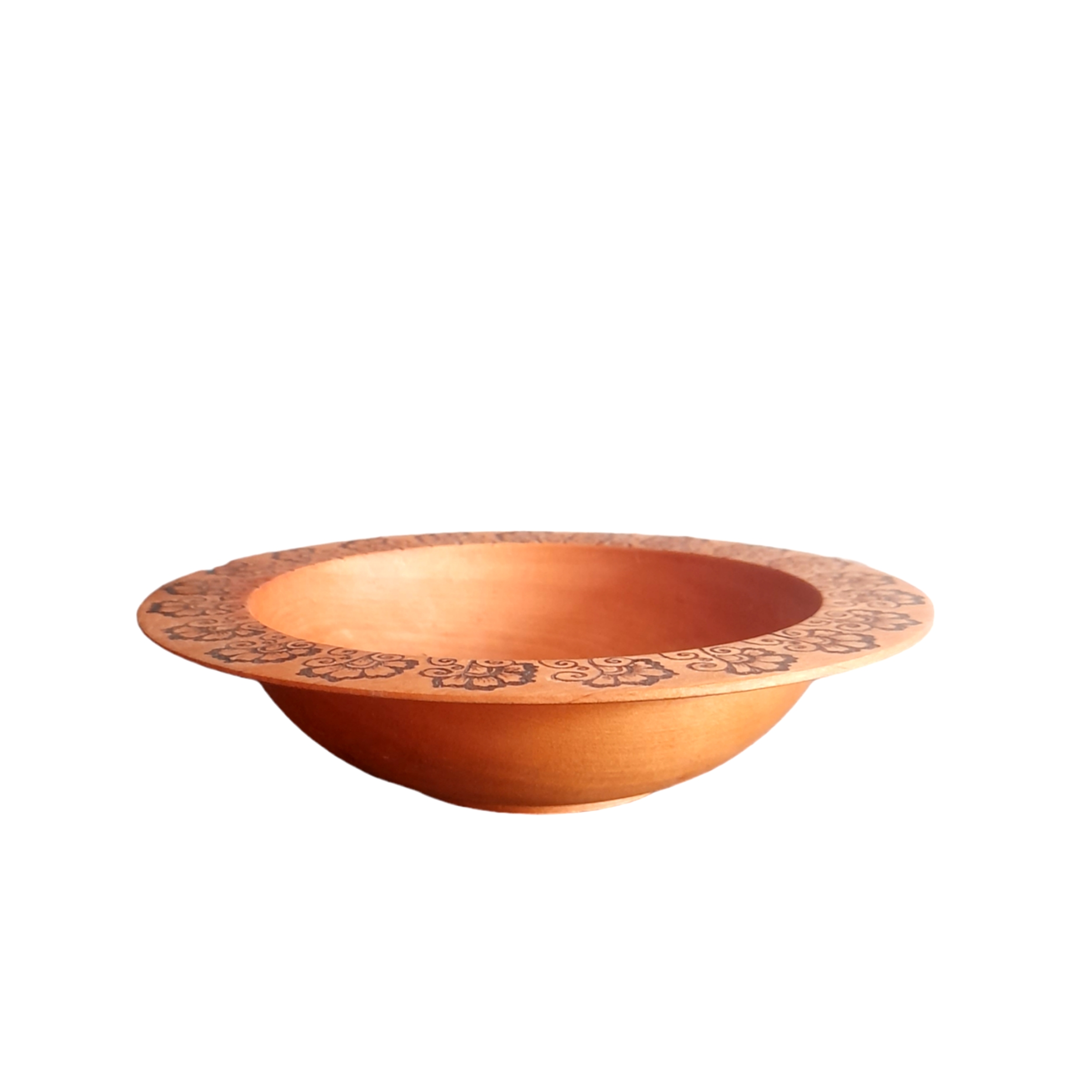 Decorative Wooden Bowl Handcrafted with Floral Design