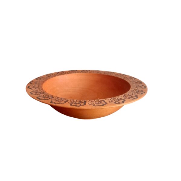 Decorative Wooden Bowl Handcrafted with Floral Design