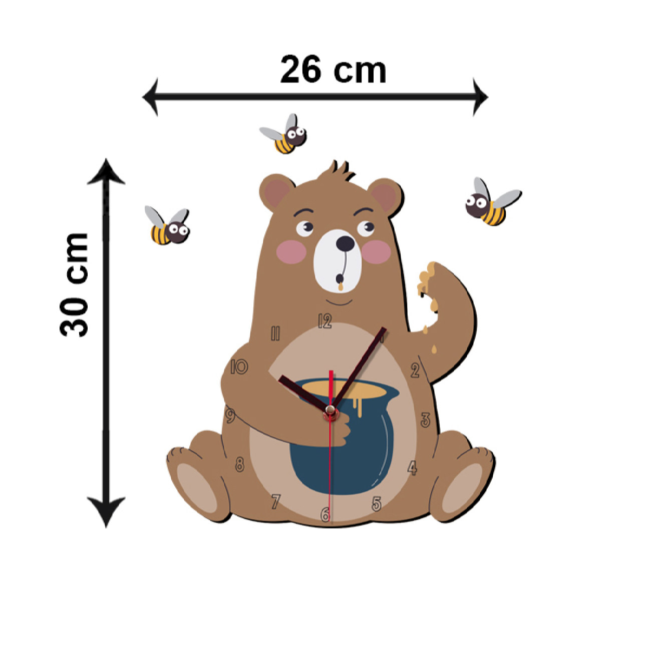 Decorative Wooden Nursery Wall Clock with Adorable Bear Design