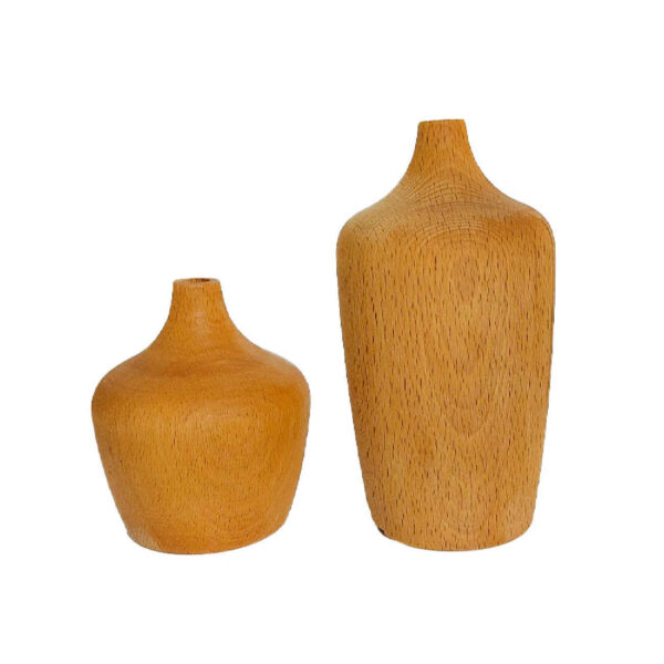 Handcrafted Decorative Wooden Single Stem Vase, Elegance with Rustic Style - Set of 2