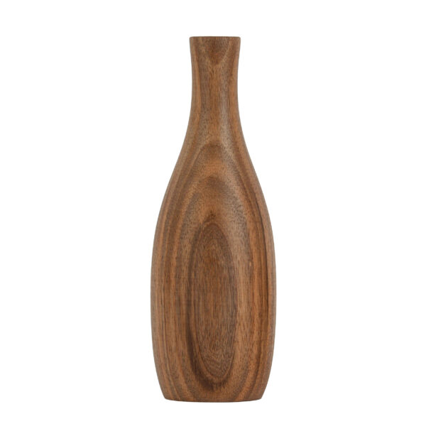 Minimal Handcrafted Decorative Bud Vase Made from Natural Solid Wood in Brown