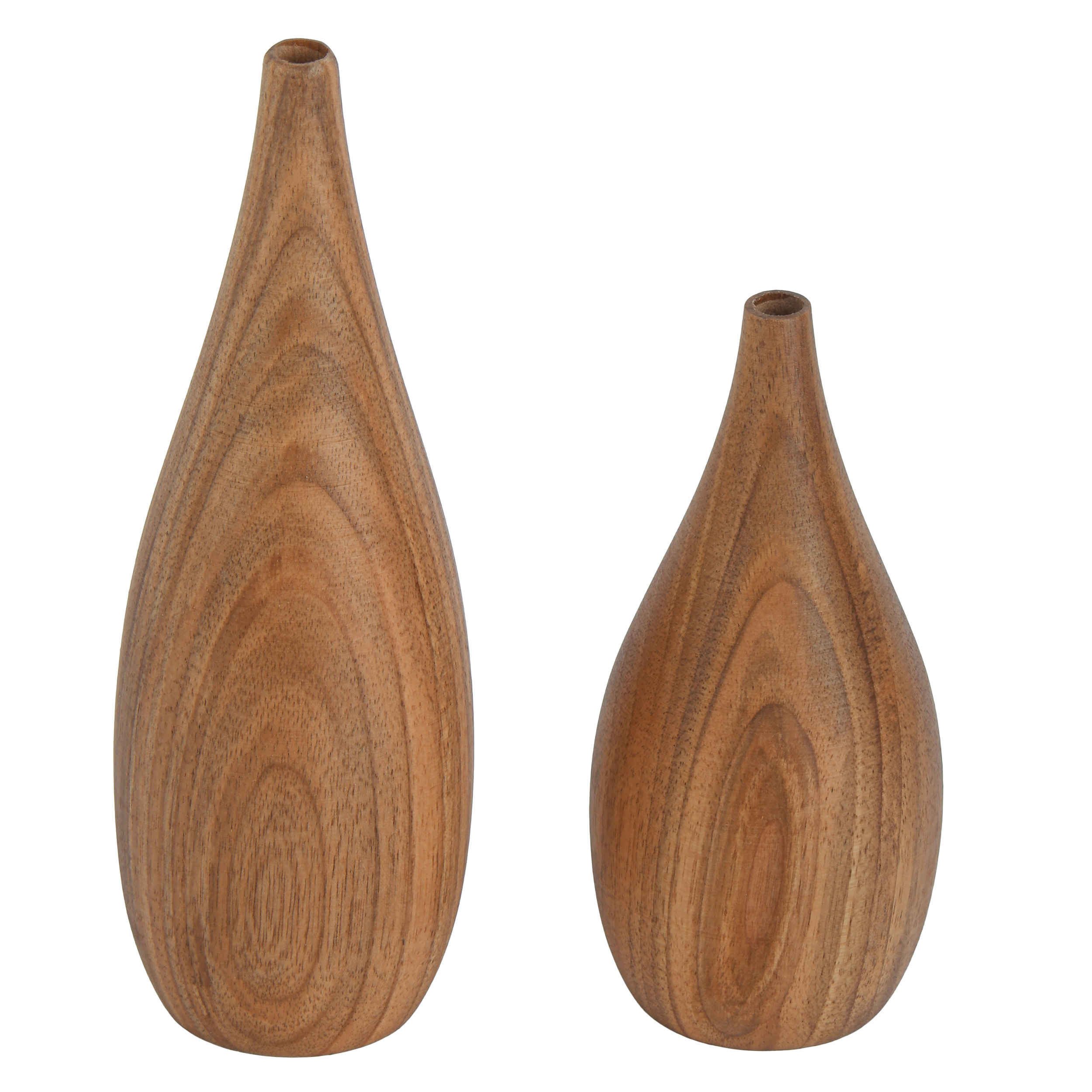 Handcrafted Decorative Wooden Vases Made from Natural Solid Wood Artistry Rustic- Set of 2