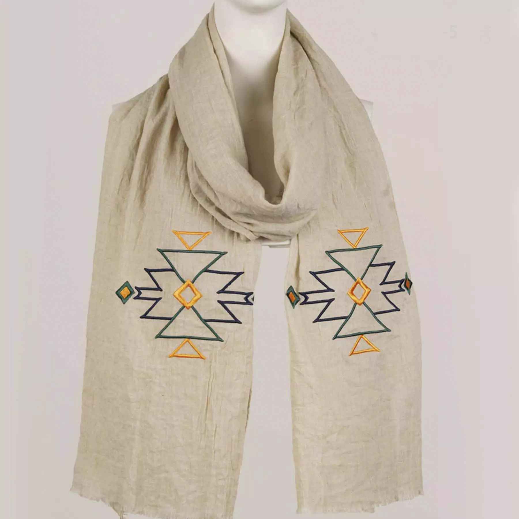 Embroidered Hemp Shawl for Women Model Single Sided