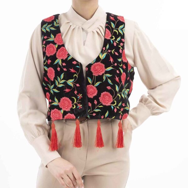 Embroidered Vest for Women with Floral Design