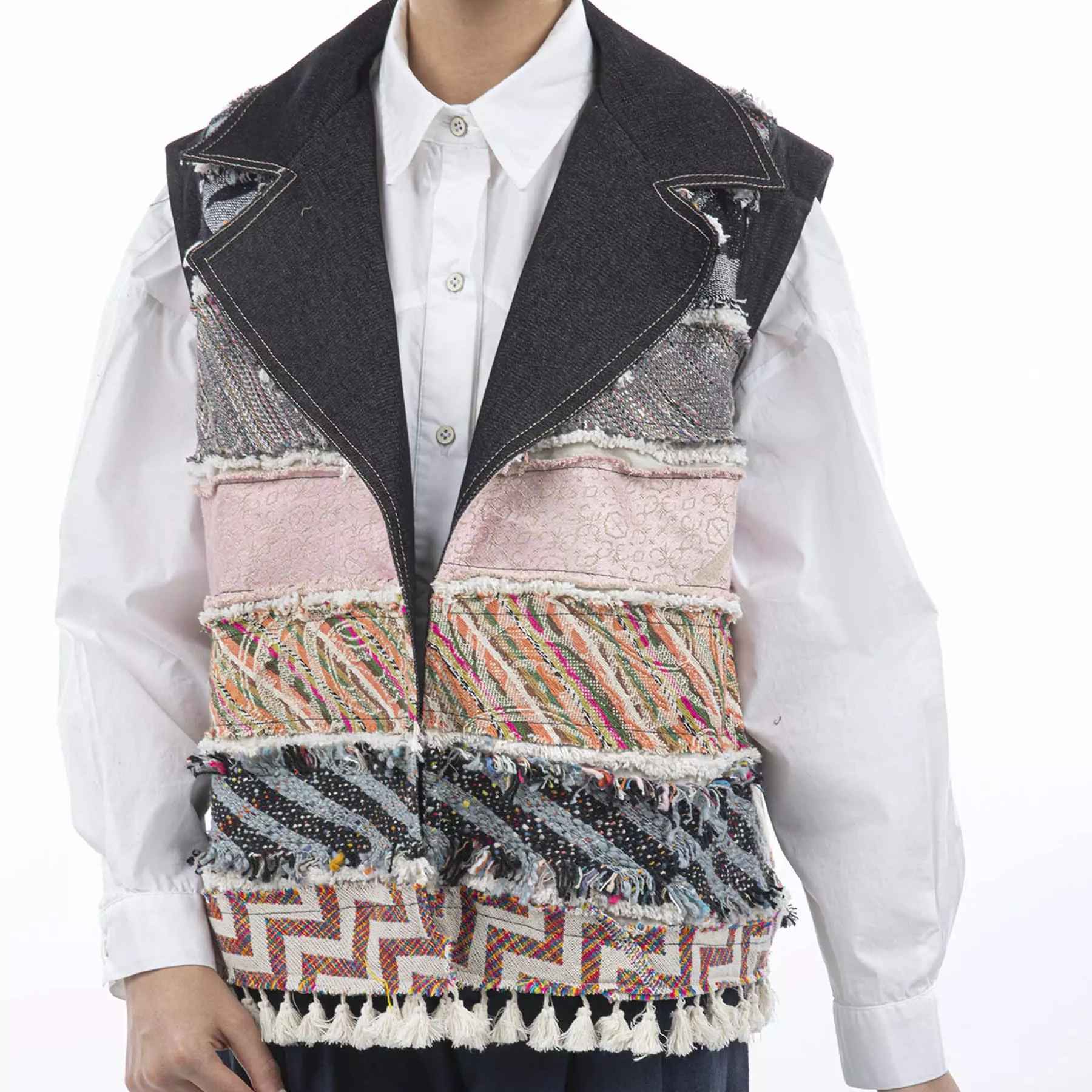 Embroidered Vest for Women with Patchwork Design