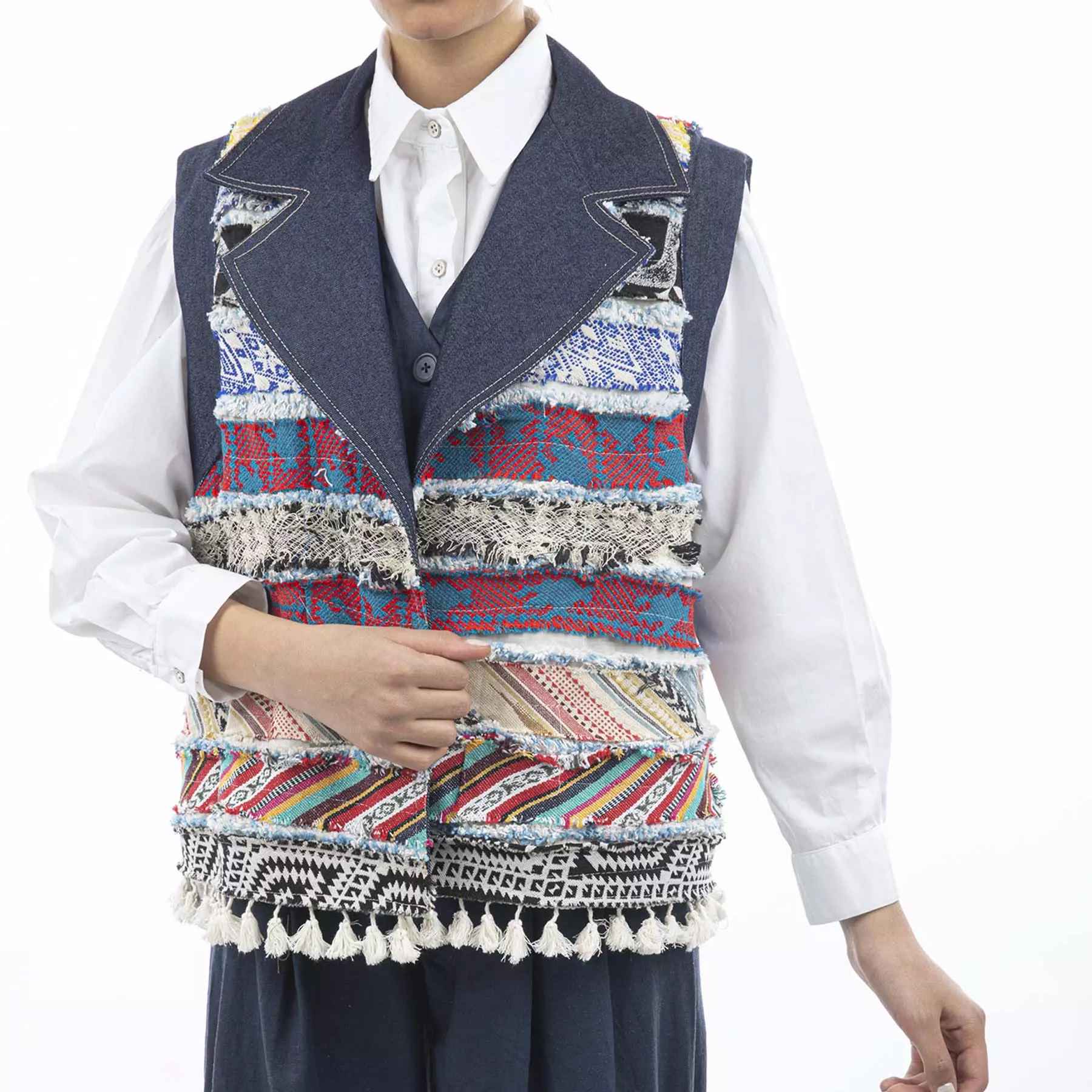 Embroidered Vest for Women with Patchwork Design
