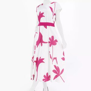 Fit Dress with Belt for Women with Floral Design