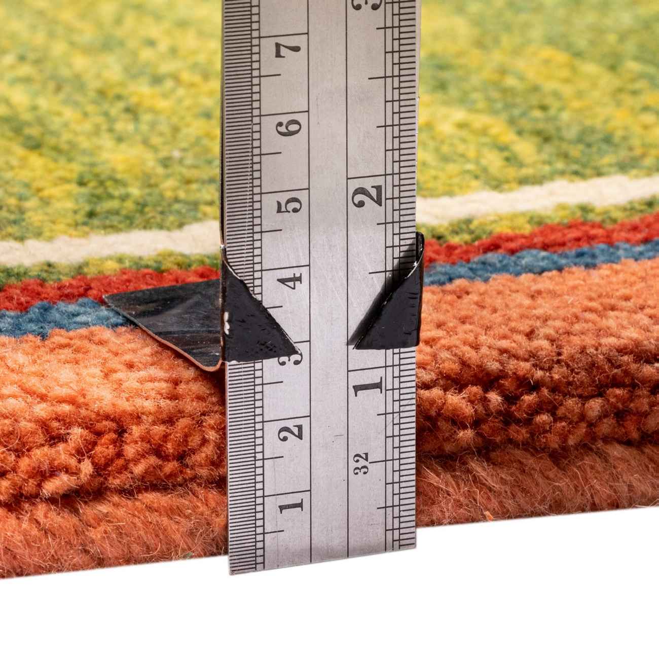 Persian Gabbeh Wool Rug Handwoven in Fars Geometric Green