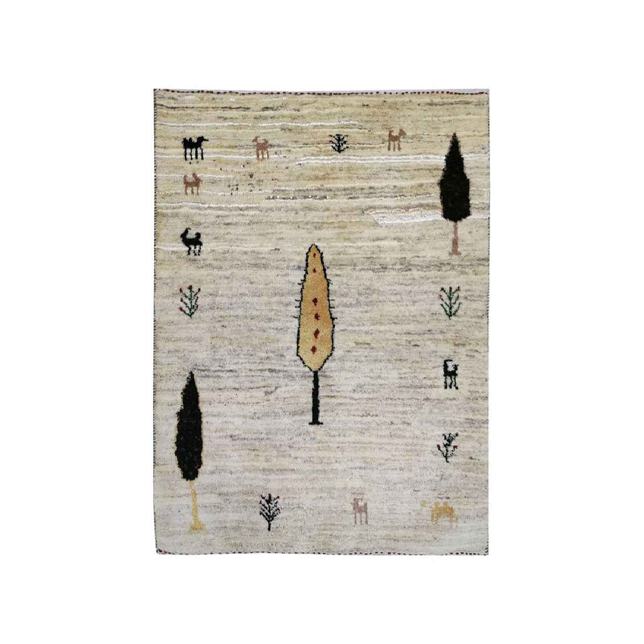 Genuine Persian Gabbeh Wool Rug Handwoven Animal Motifs