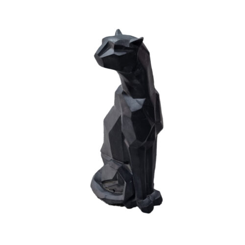 Geometric Sitting Panther Cubism Figurine – Decorative Resin Sculpture