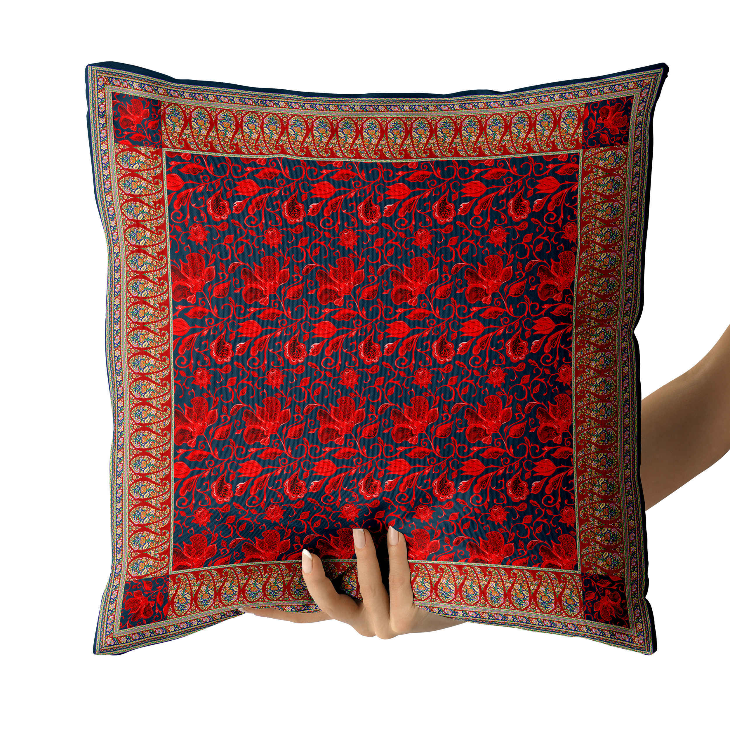 Ethnic Traditional Paisley & Floral Cushion Cover Set – Hazan Double-Sided (Set of 2)