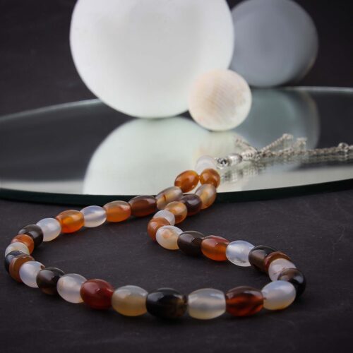 Islamic Agate Rosary Crafted with 33 Prayer Beads Muslim Misbaha
