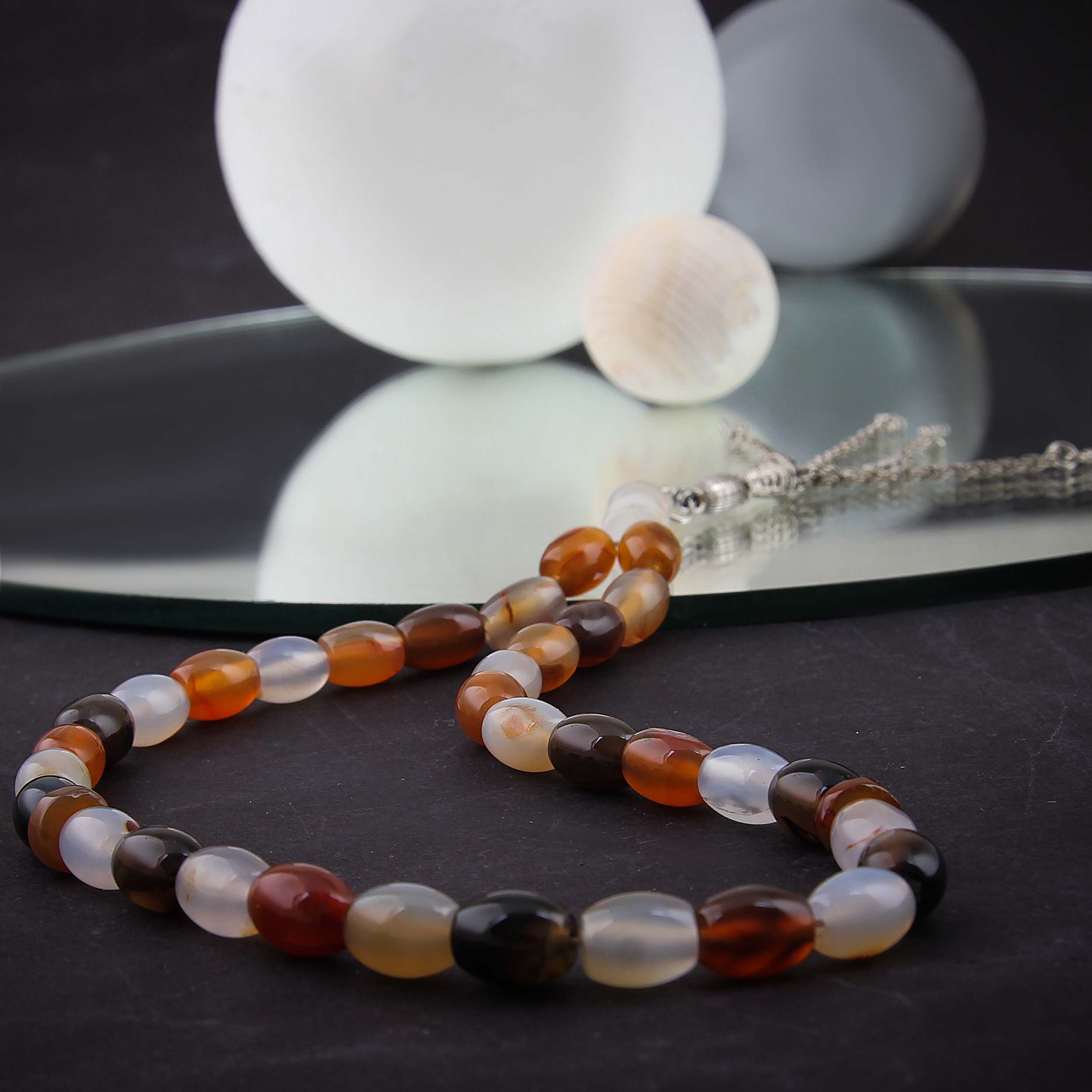 Islamic Agate Rosary Crafted with 33 Prayer Beads Muslim Misbaha