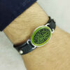 Islamic Bracelet in Leather Jade Agate Stone Adjustable for Men