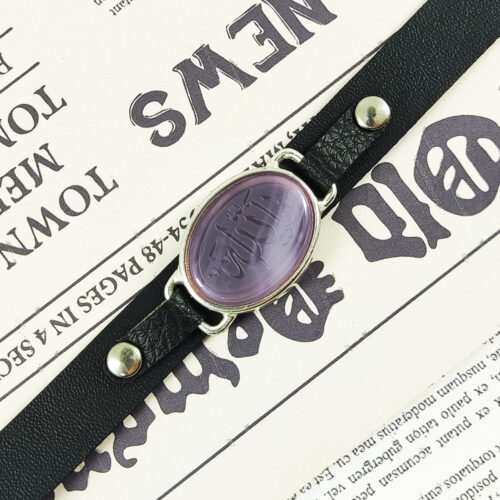 Islamic Leather Bracelet with Agate Stone for Men Model Ya Allah
