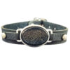 Islamic Leather Bracelet with Agate Stone for Men in Wan Yakad Design