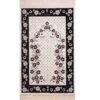 Islamic Padded Velvet Prayer Rug Janamaz Sajadah Floral Cream