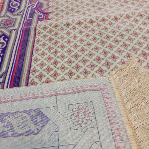 Islamic Prayer Rug Janamaz Padded in Polyester Kaaba Purple