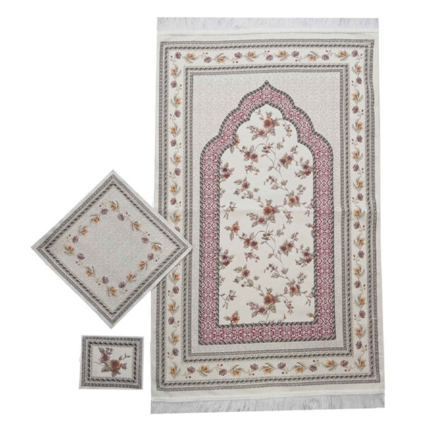 Islamic Thin Prayer Mat Sajadah in Chenille Floral