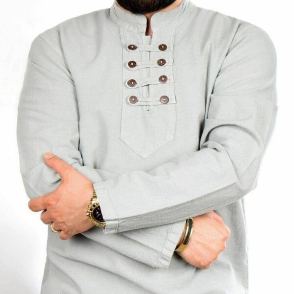Islamic Tunic for Muslim Men With 8 Buttons in White