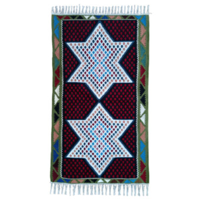 Persian Cotton Kilim Rug Handwoven in Ardabil with Geometric White