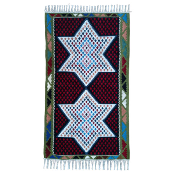 Persian Cotton Kilim Rug Handwoven in Ardabil with Geometric White
