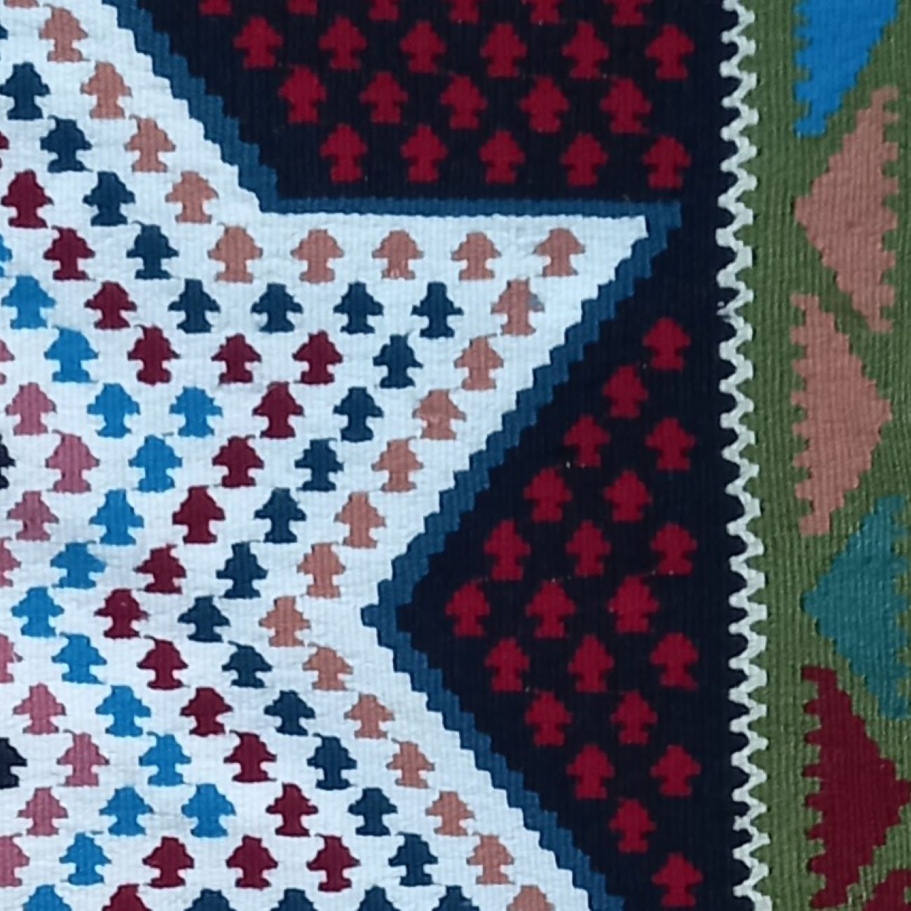 Persian Cotton Kilim Rug Handwoven in Ardabil with Geometric White