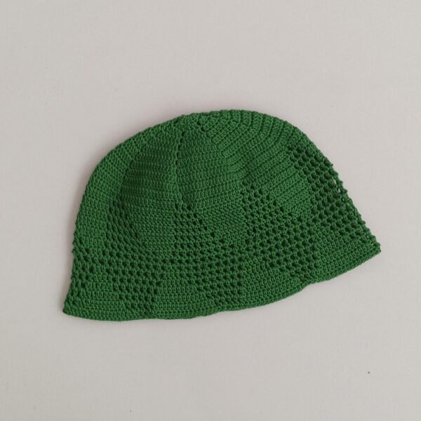 Knitted Turkish Kufi Taqiyah - Muslim Headwear Hat in Green