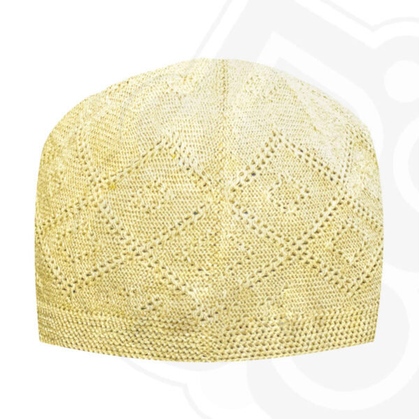 Knitted Turkish Kufi Taqiyah - Muslim Prayer Headwear Hat in Yellow