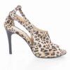 Leather Pump Heels for Women with Leopard Design