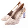 Natural Leather Pump Heels for Women with Snake Print Design