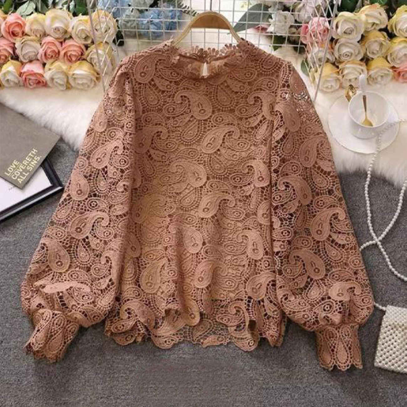Long Sleeve Blouse for Women with Paisley Design