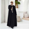 Loose Fit Abaya for Muslim Women with Belt in Black
