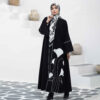 Loose Fit Abaya for Muslim Women with White Piping Design