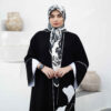 Loose Fit Abaya for Muslim Women with White Piping Design