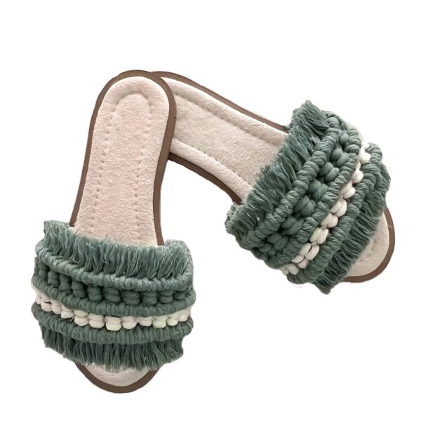 Macrame Boho Chic Flat Slippers for Women Model Handmade