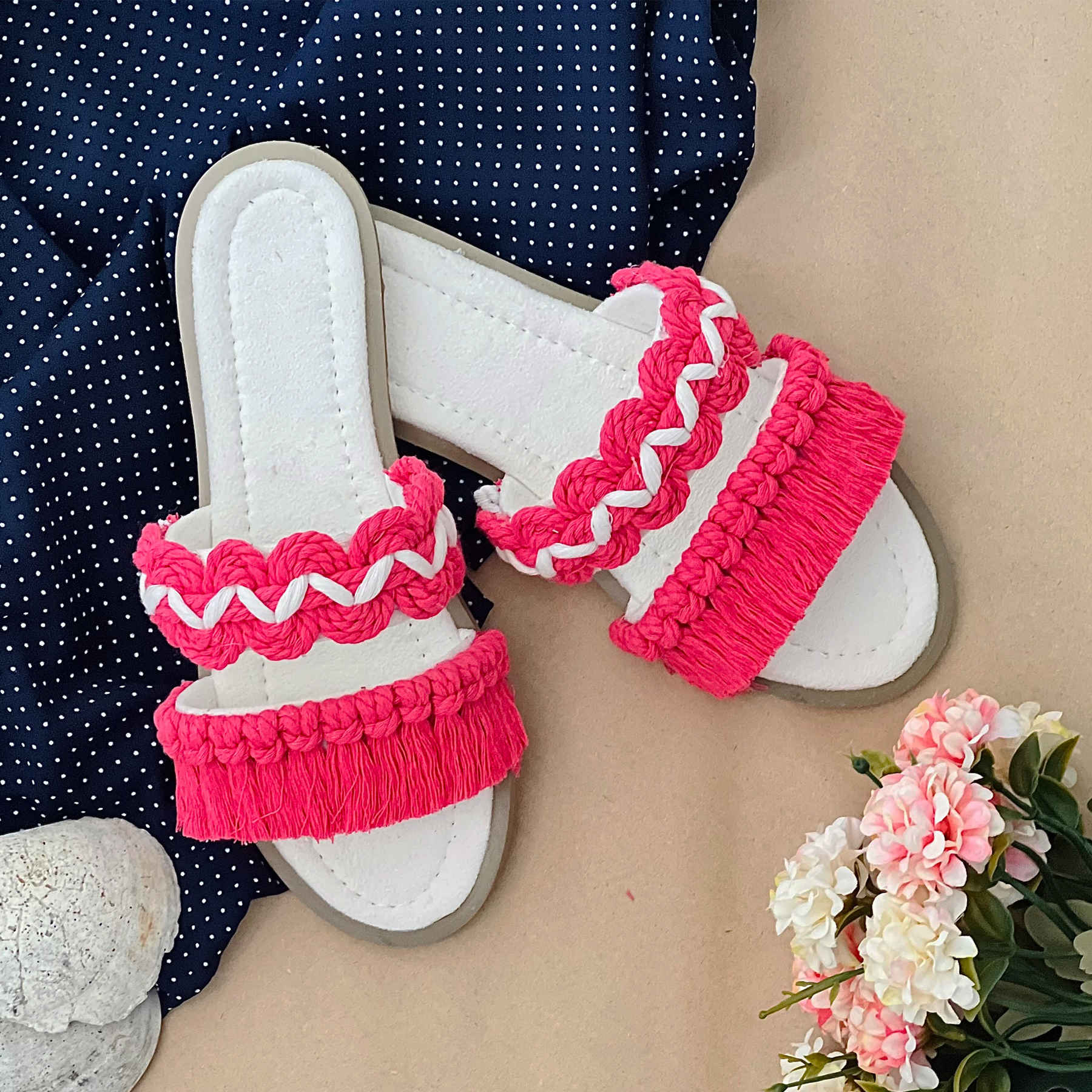 Macrame Flat Slippers for Women Handmade Model Delban