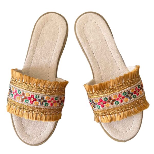 Macrame Flat Slippers for Women Handmade with Boho Design