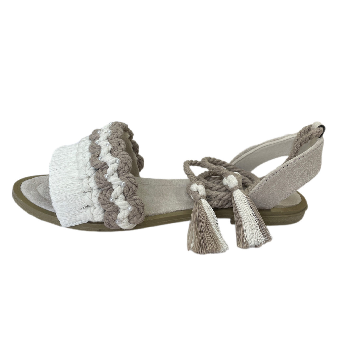 Macrame Sling Back Sandals with Boho Design Handmade
