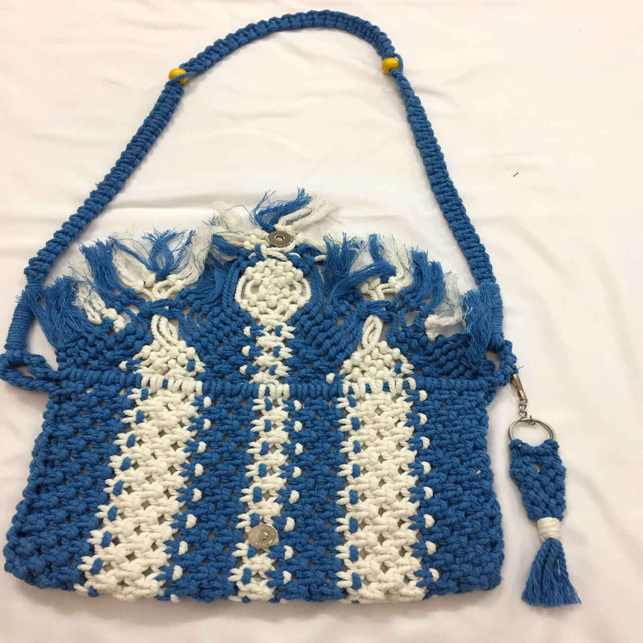 Macrame Sling Bag for Women Handwoven in White