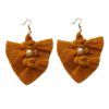 Macrame Tassel Earrings with Leaf Design for Women