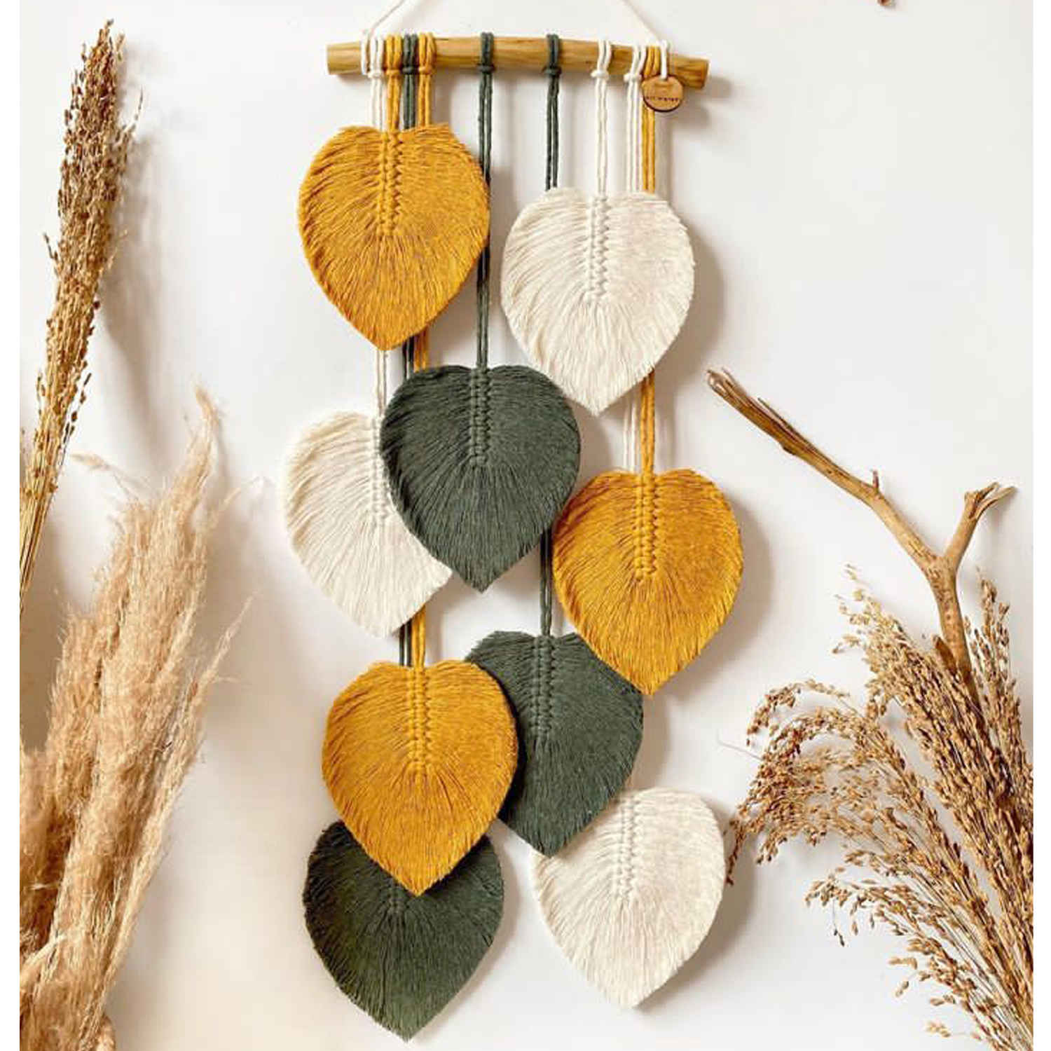 Macrame Wall Hanging Tapestry Art Bohemian Colorful leaves