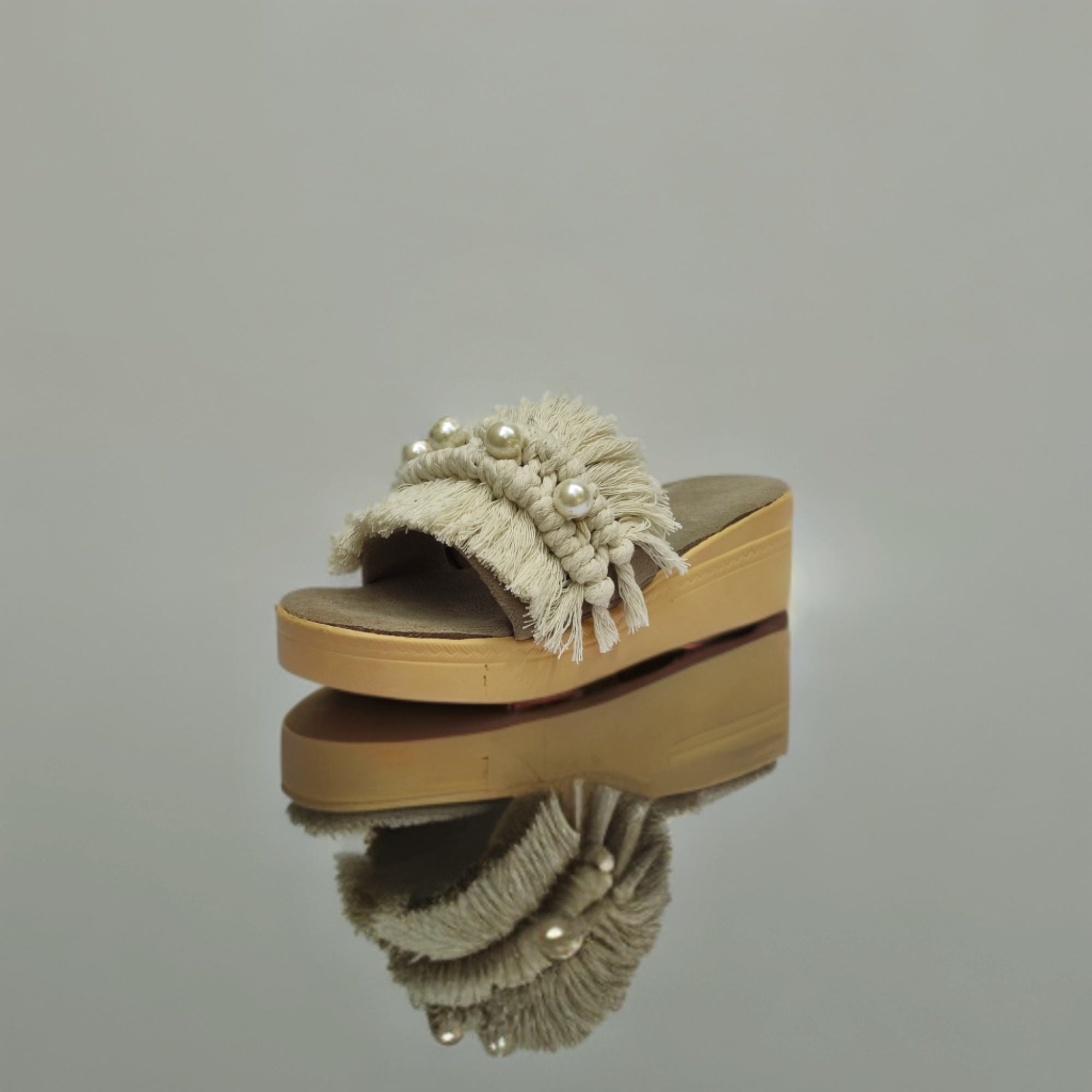 Macrame Wedge Slippers for Women Model Boho