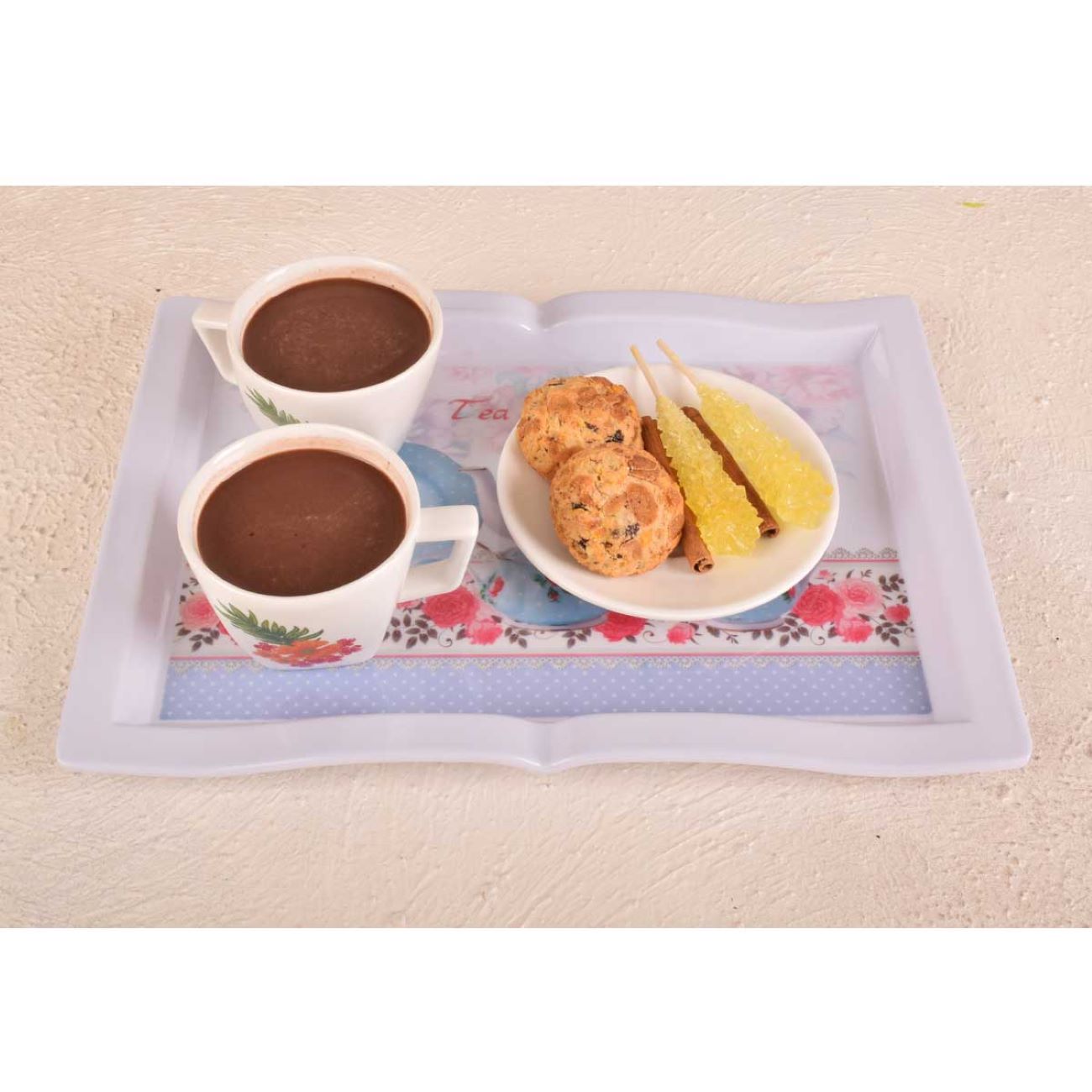 Melamine Serving Tray Durable & Lightweight Tea Kettle Design for kitchen