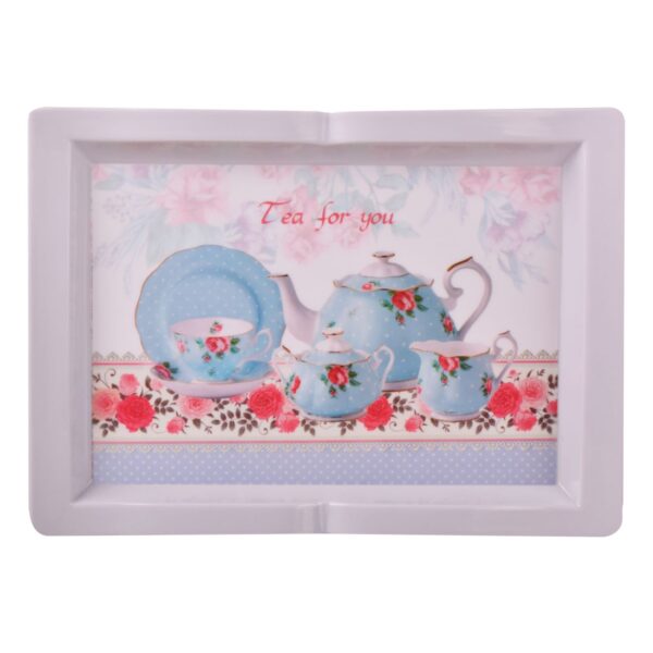 Melamine Serving Tray Durable & Lightweight Tea Kettle Design for kitchen